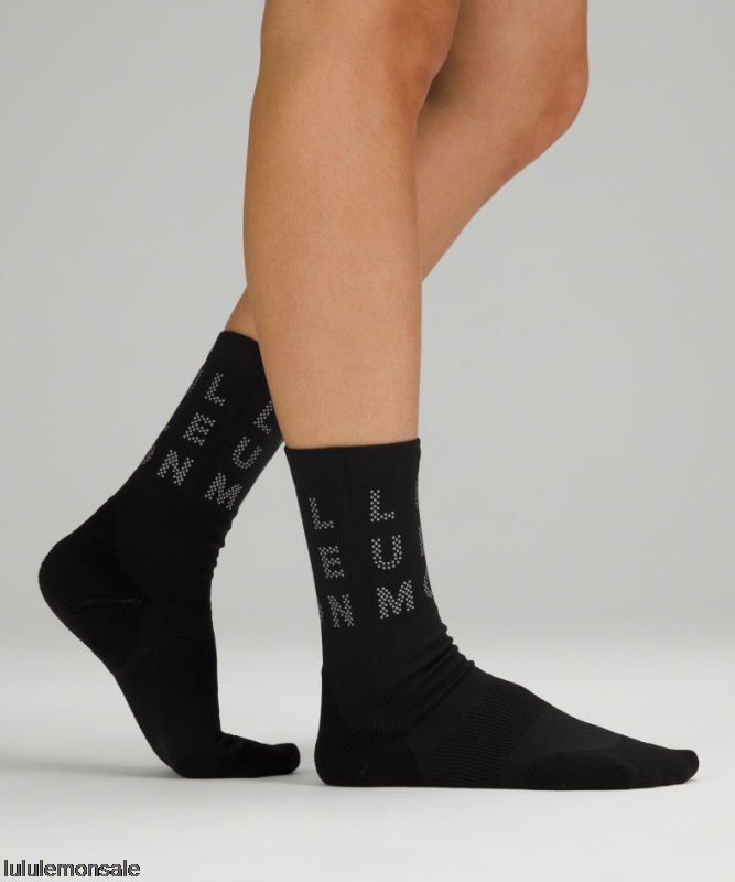 Lululemon Damen DELULU456 | Power Stride Crew Socke Reflektierend Schwarz